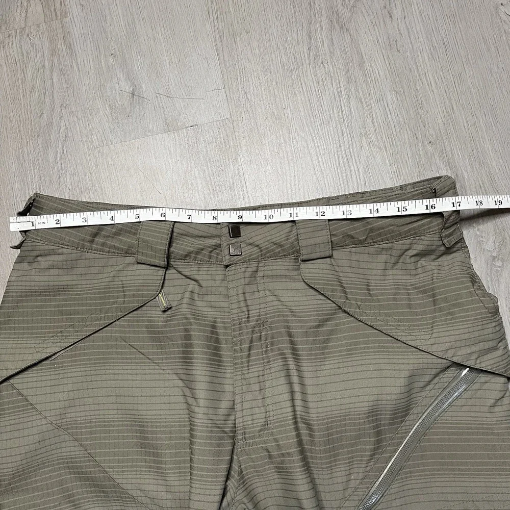 Sims Cargo Snowboard Pants Men's M Green Striped Ski Lined Ankle Zip 00s Y2K